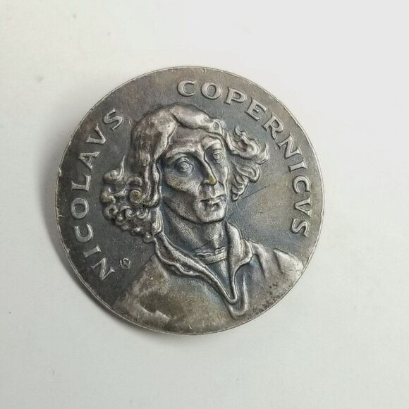 Vintage Nicolaus Copernicus Polish Renaissance Mathematician Pin, Silver Tone - Picture 2 of 6